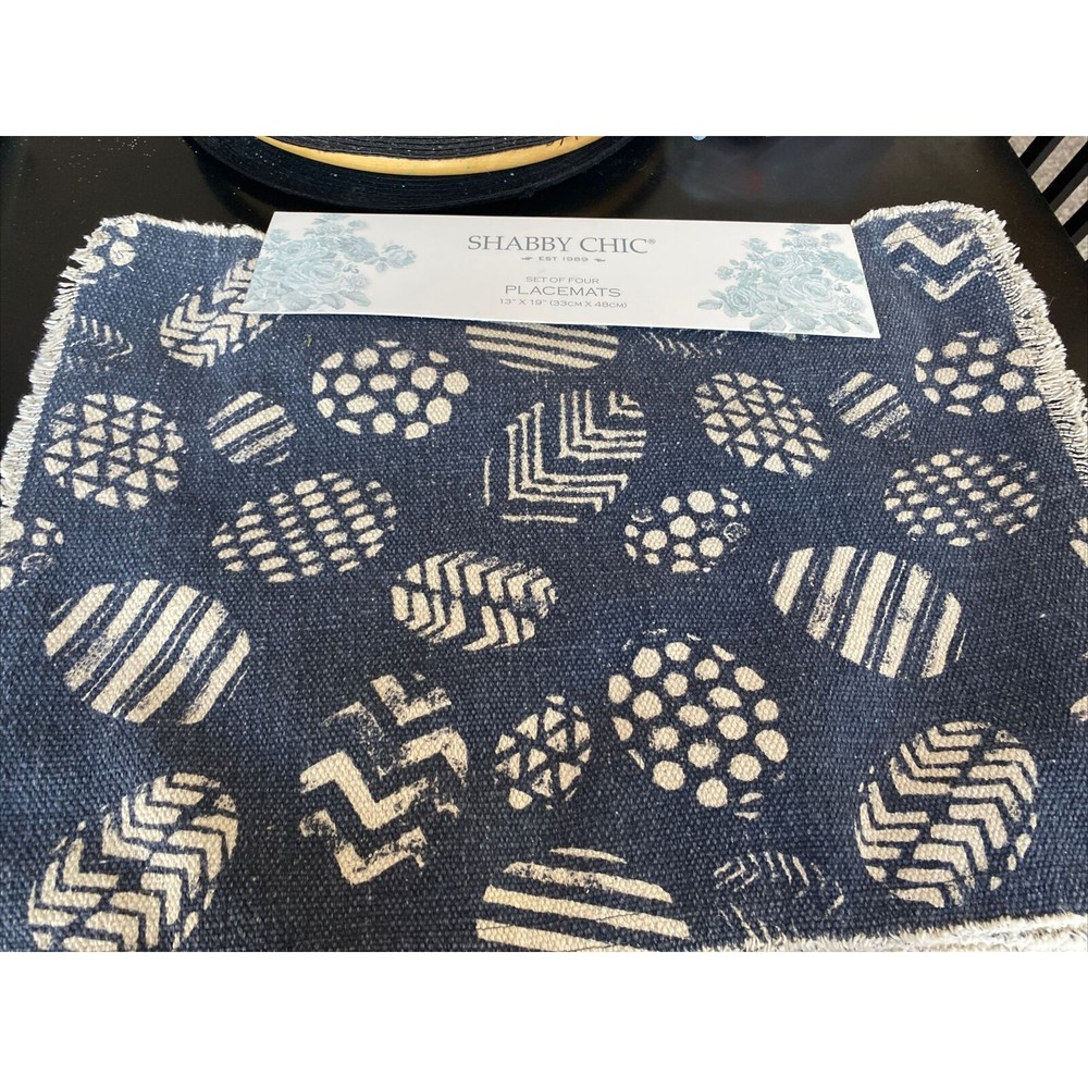 Shabby Chic set of 4 Blue Easter Egg placemats NEW Rachel Ashwell 13 X 19” Cute!